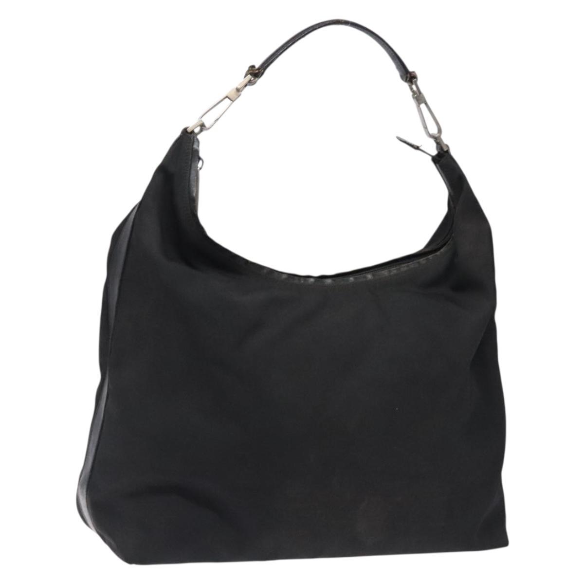 Gucci Shoulder Bag Nylon Black Silver 001 1955 Auth Bs27563